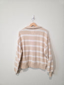 Aerie Striped Quarter Zip Sweatshirt (S)