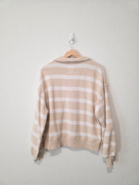 Aerie Striped Quarter Zip Sweatshirt (S)