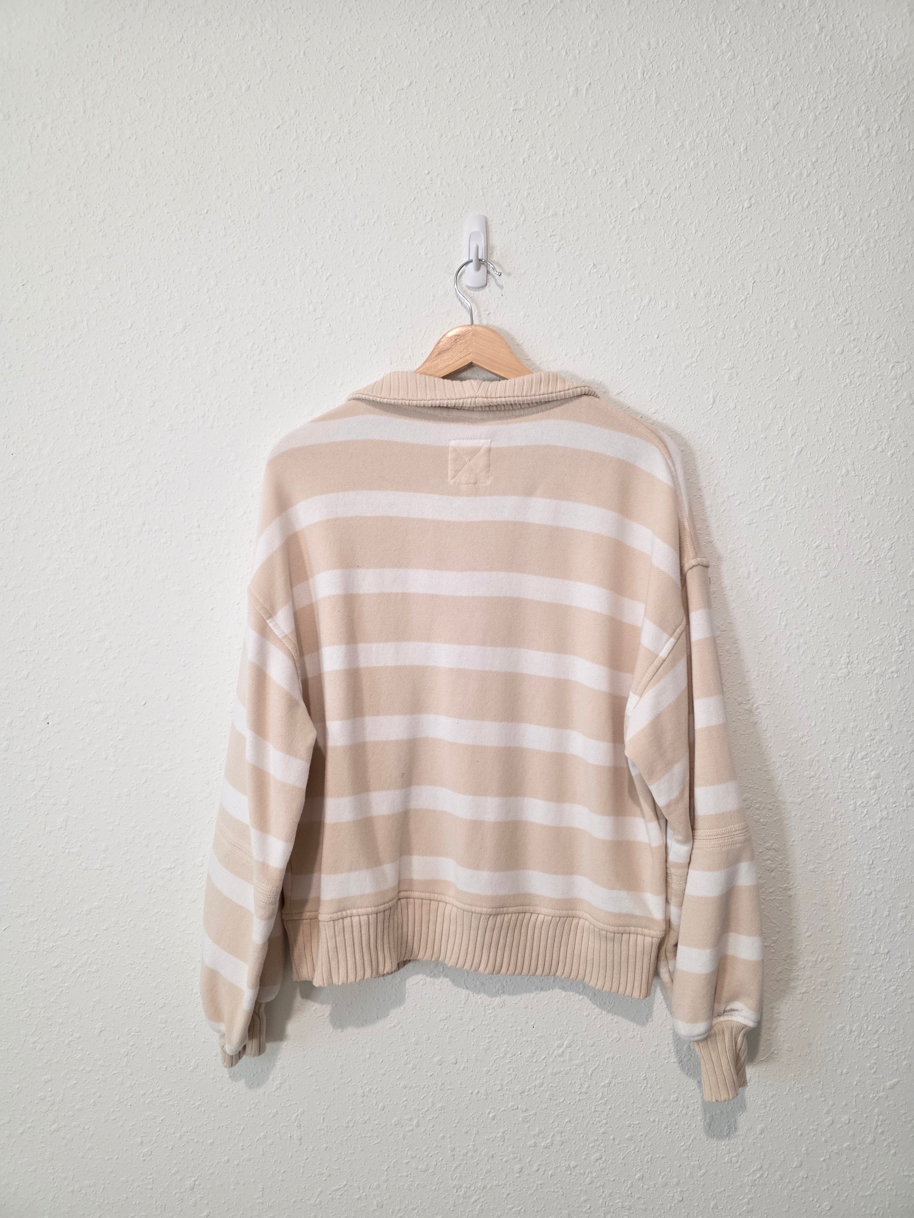 Aerie Striped Quarter Zip Sweatshirt (S)