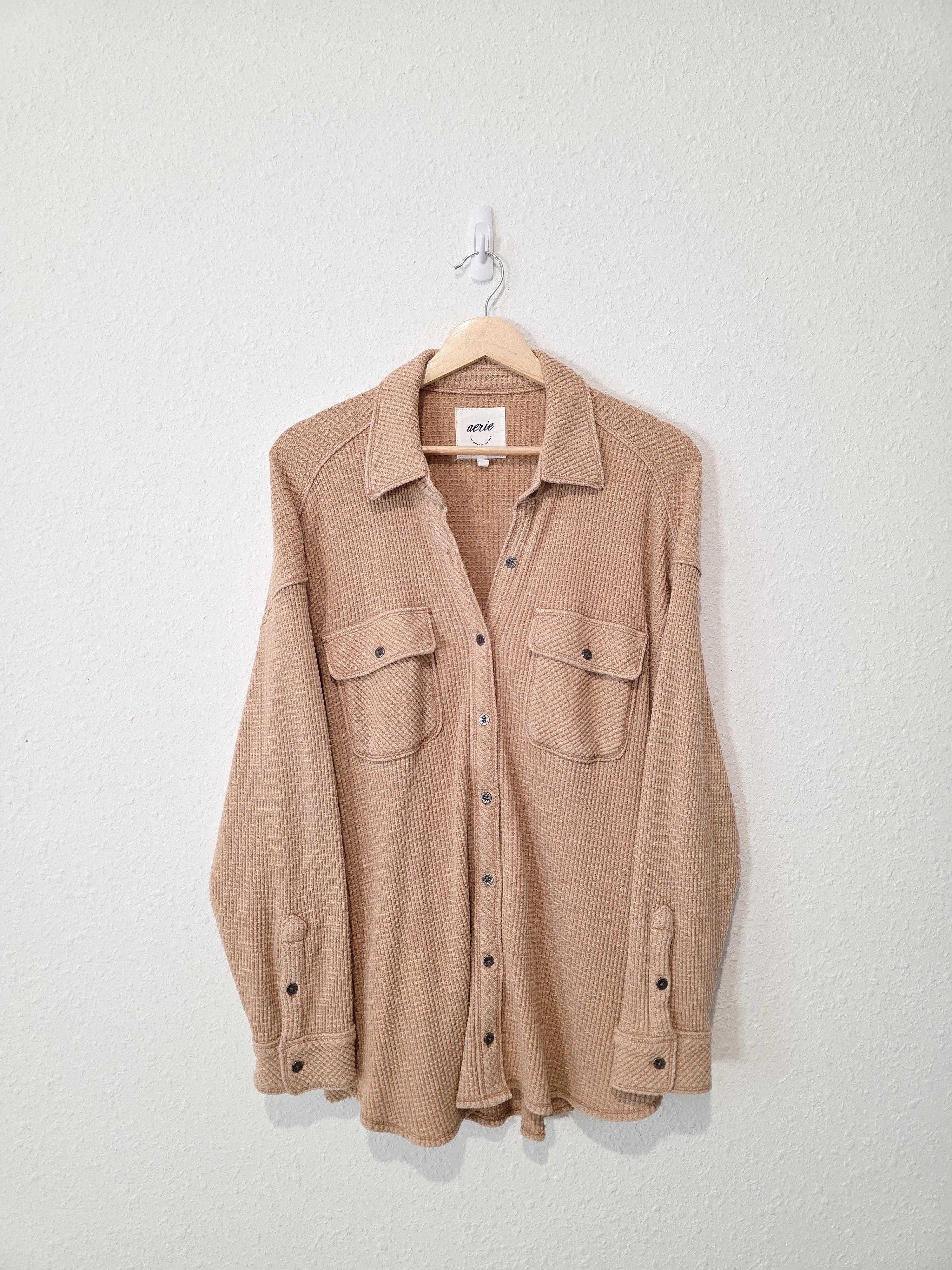 Aerie Oversized Waffle Shirt Jacket (XS)
