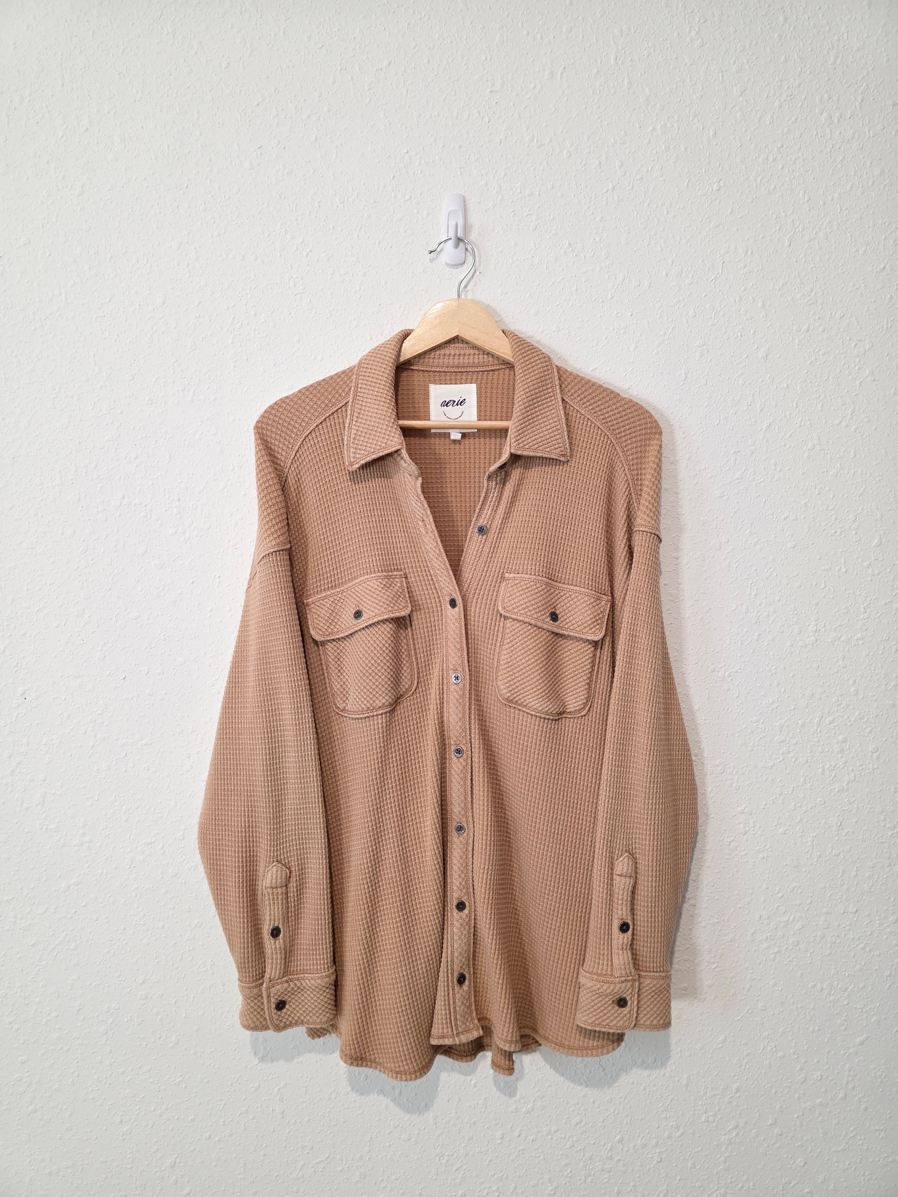 Aerie Oversized Waffle Shirt Jacket (XS)