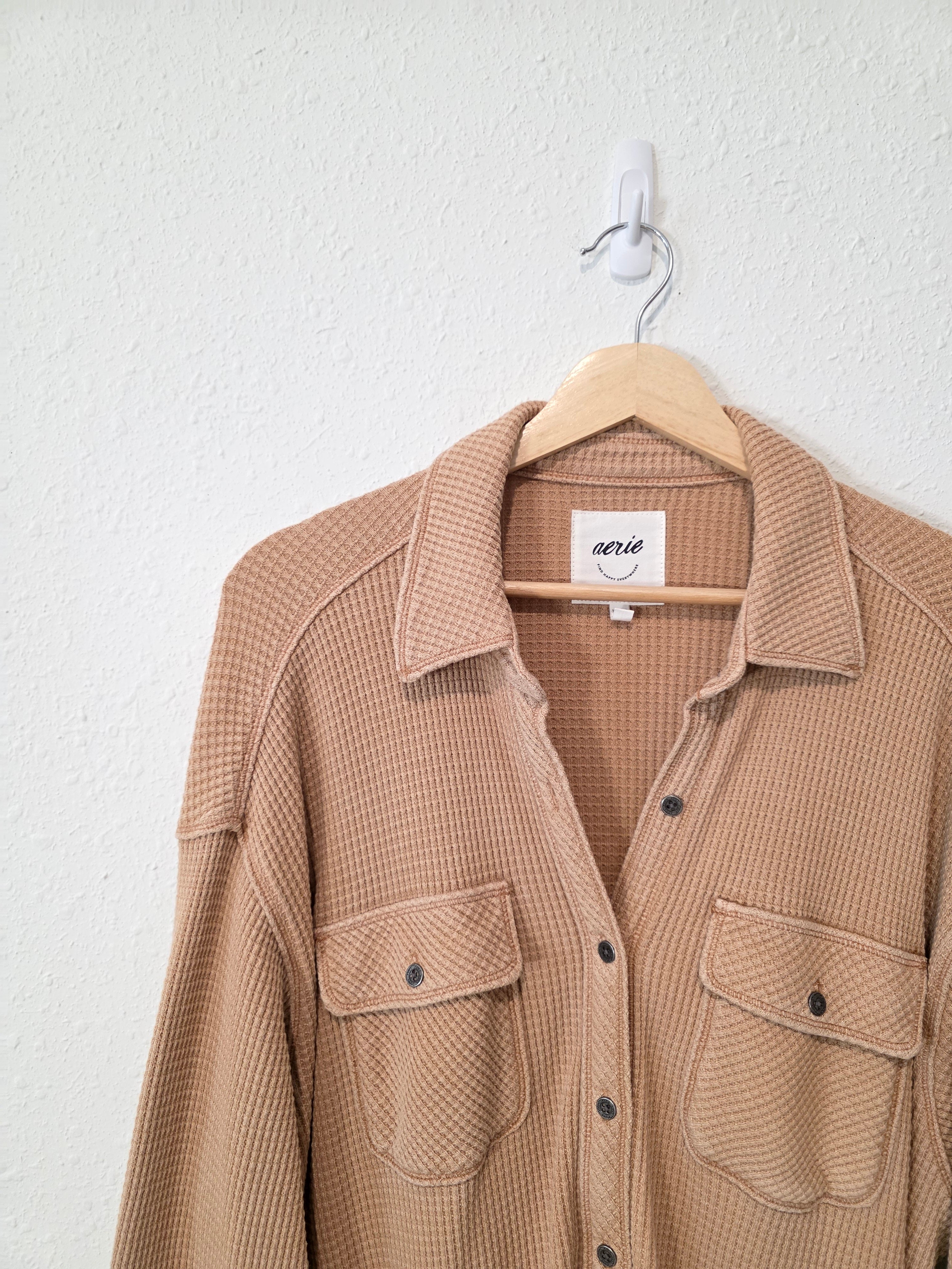 Aerie Oversized Waffle Shirt Jacket (XS)