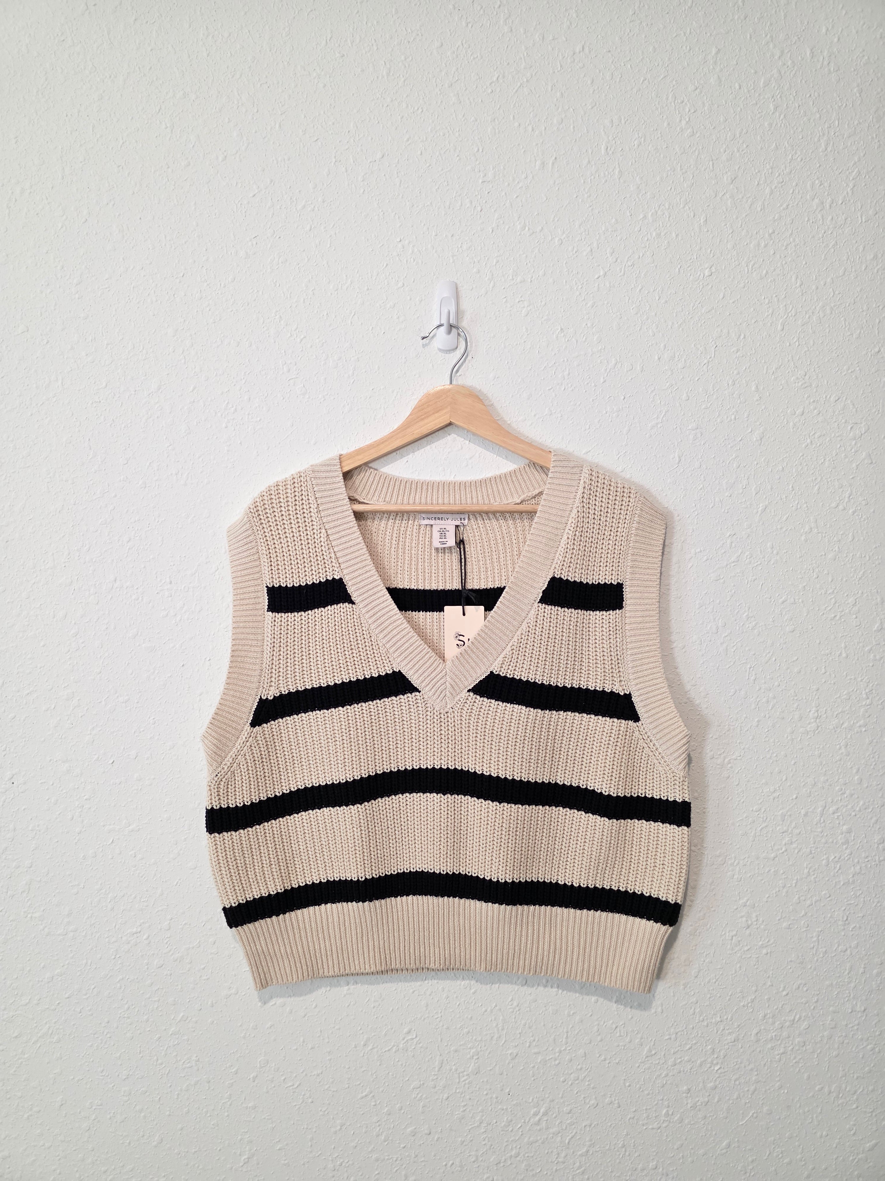 NEW Striped V Neck Sweater Vest (XL)