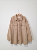 Camel Button Up Shirt Jacket (XXL tall)