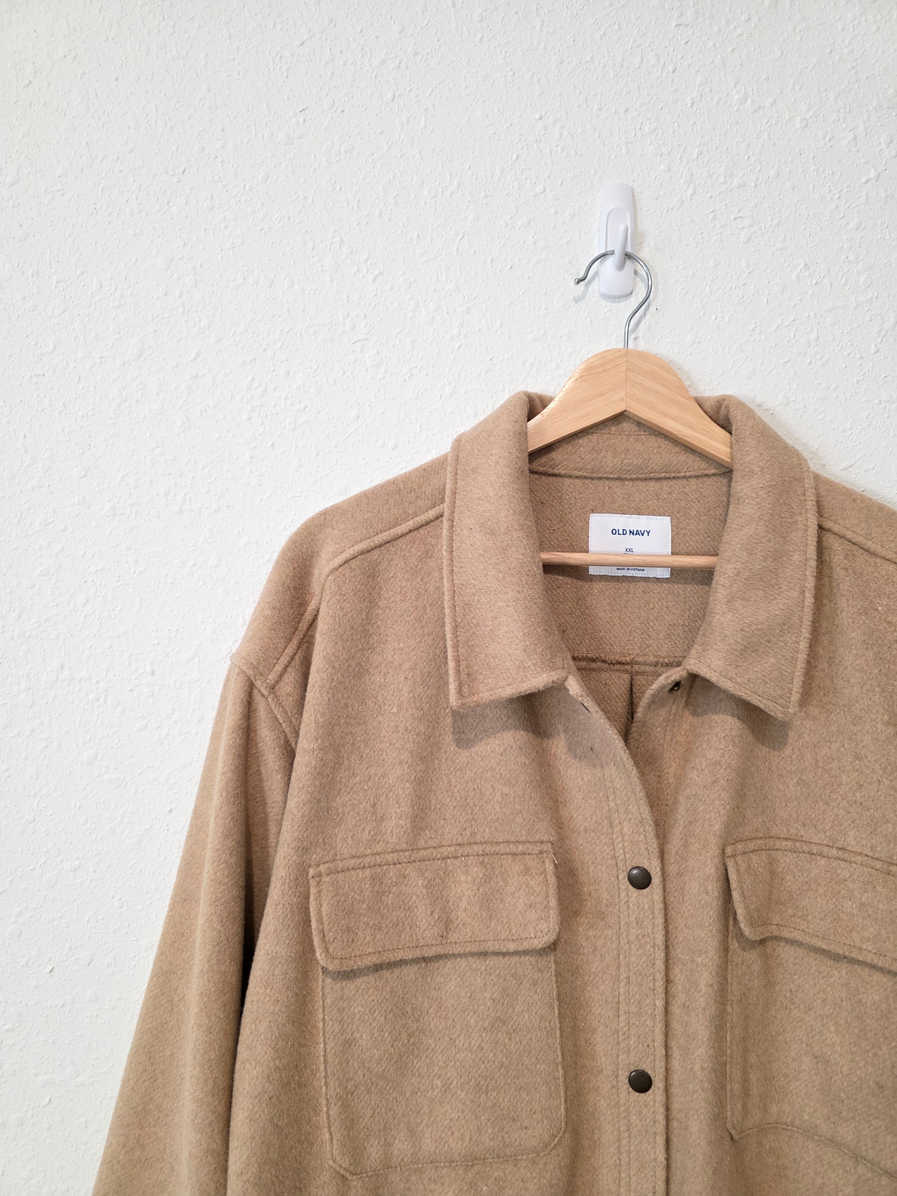 Camel Button Up Shirt Jacket (XXL tall)