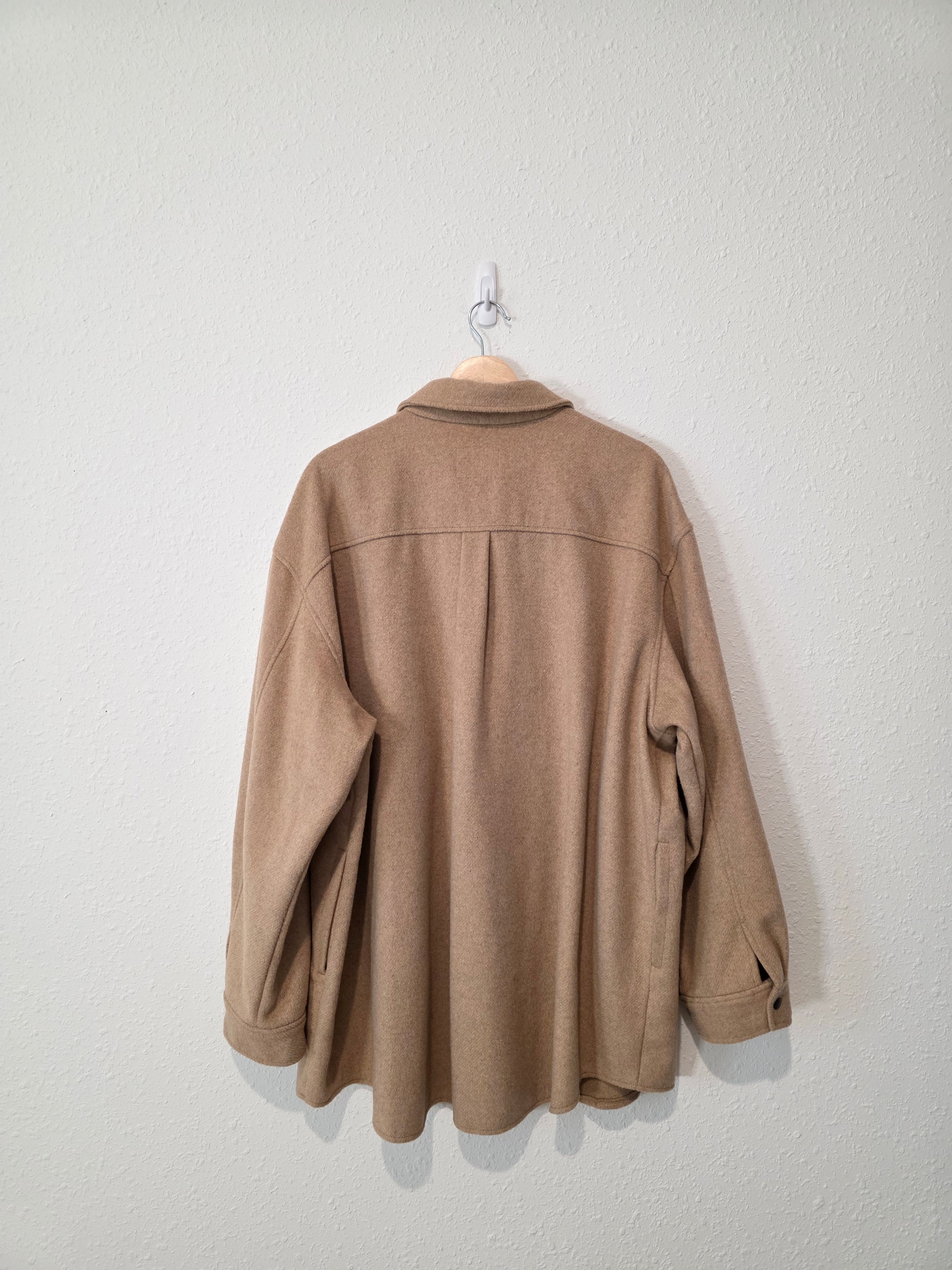 Camel Button Up Shirt Jacket (XXL tall)