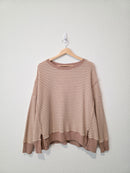 Striped Waffle Crewneck Top (XS)