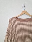 Striped Waffle Crewneck Top (XS)