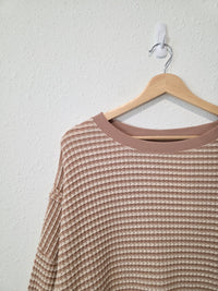 Striped Waffle Crewneck Top (XS)