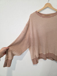 Striped Waffle Crewneck Top (XS)