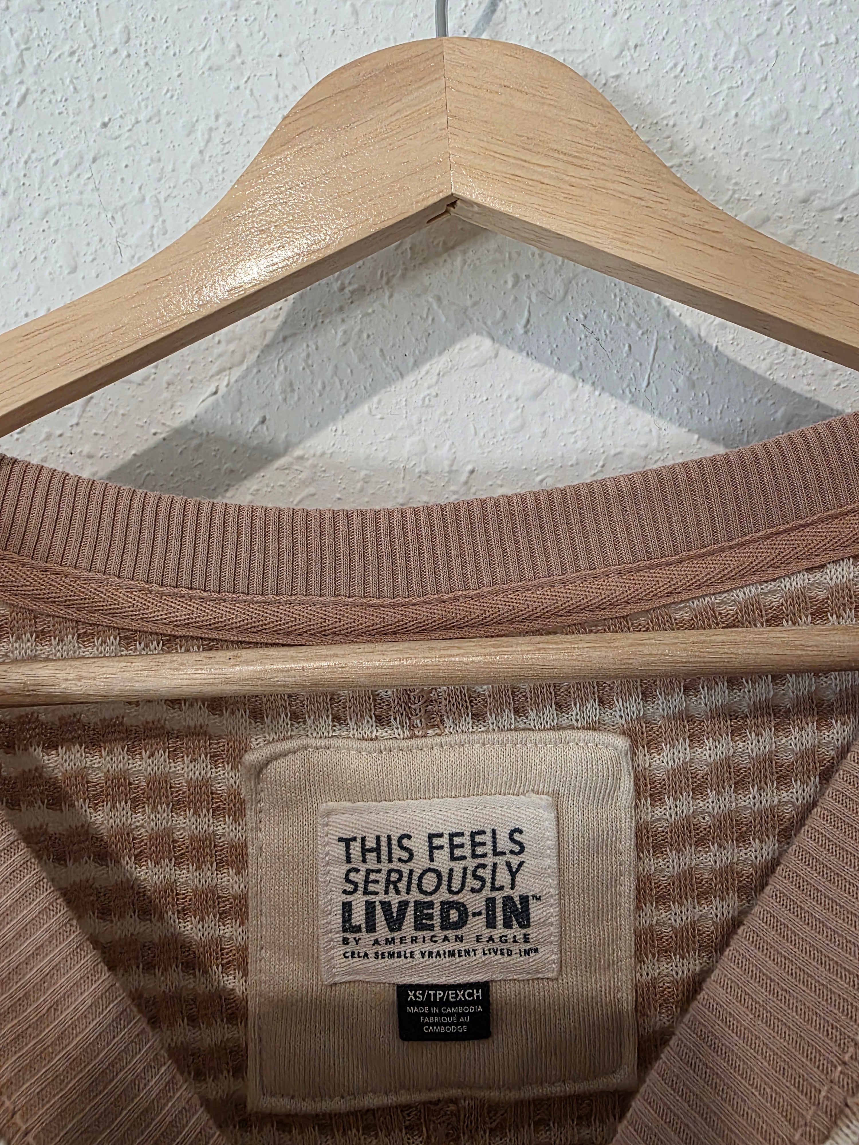 Striped Waffle Crewneck Top (XS)