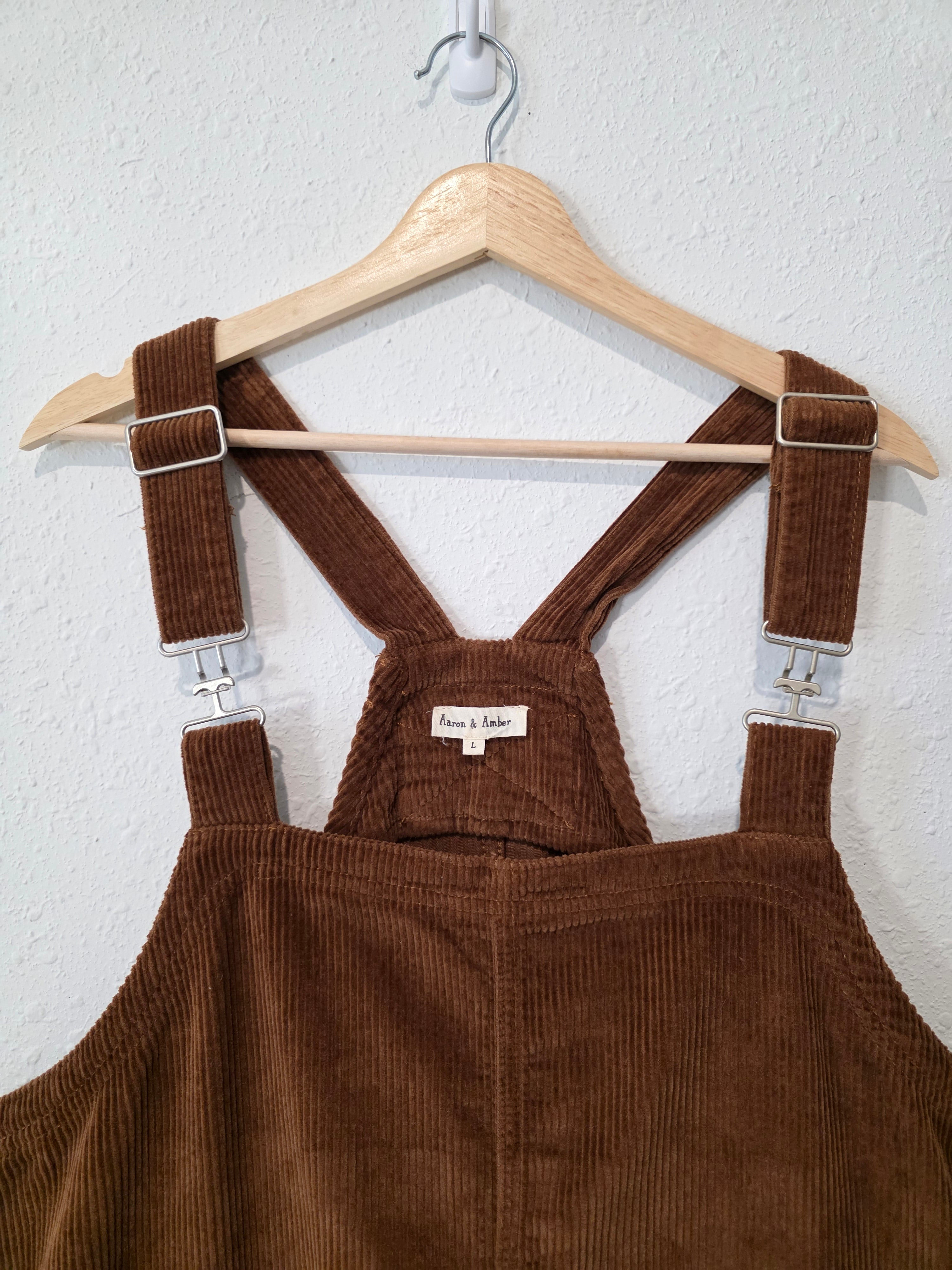 Corduroy Mini Overall Dress (L)