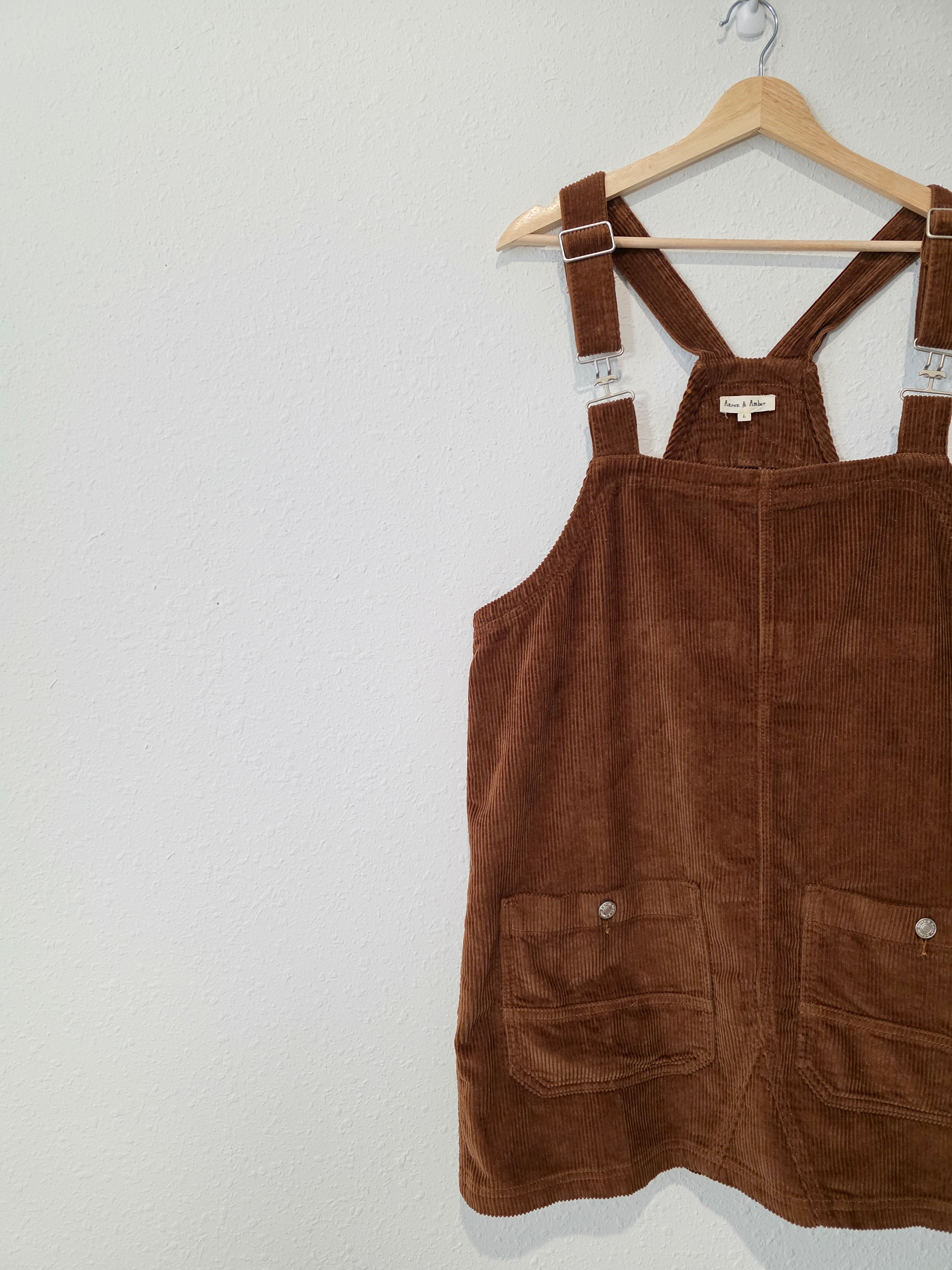 Corduroy Mini Overall Dress (L)