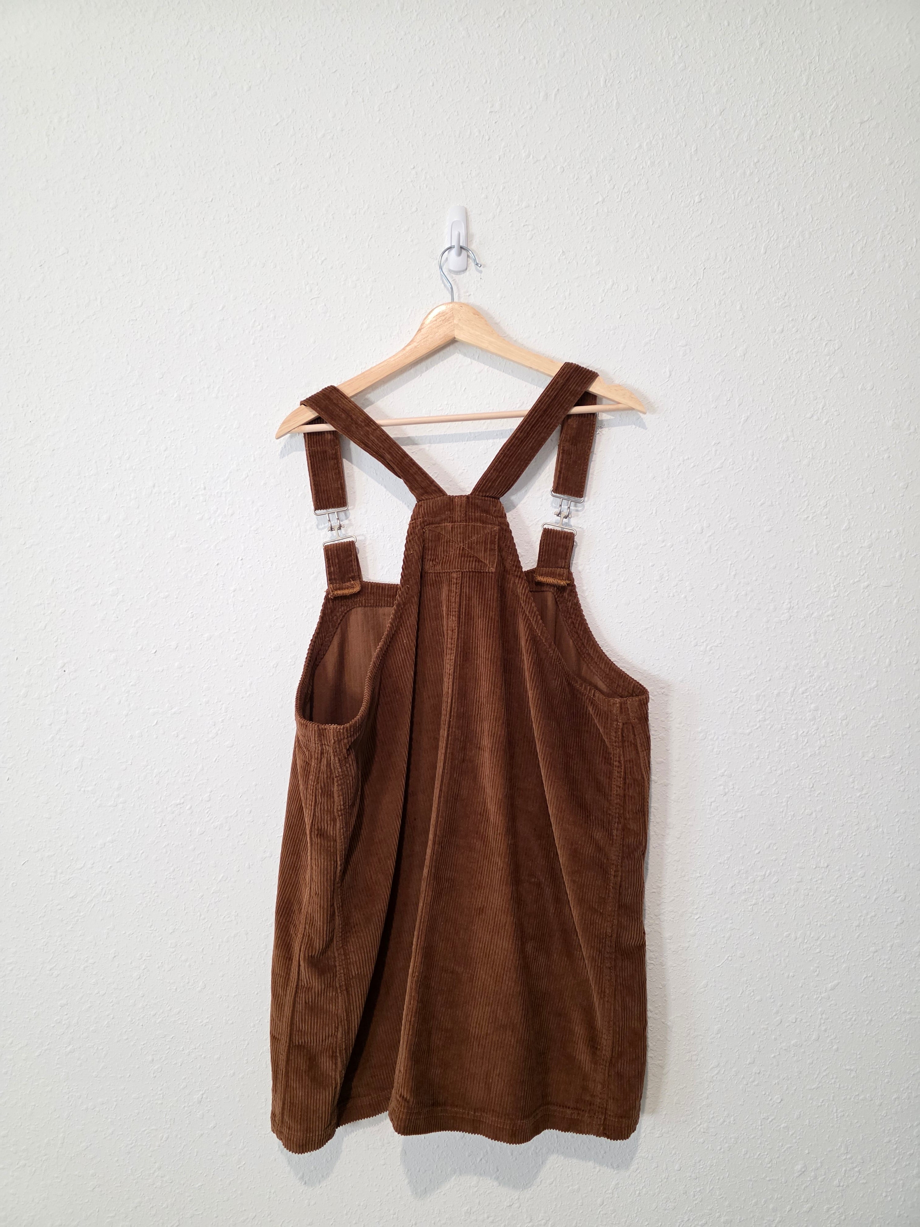 Corduroy Mini Overall Dress (L)