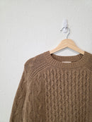 Brown Cable Knit Cotton Blend Sweater (S)