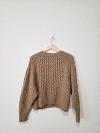 Brown Cable Knit Cotton Blend Sweater (S)