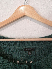 Green Pointelle Cotton Cardigan Sweater (3X)