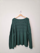 Green Pointelle Cotton Cardigan Sweater (3X)
