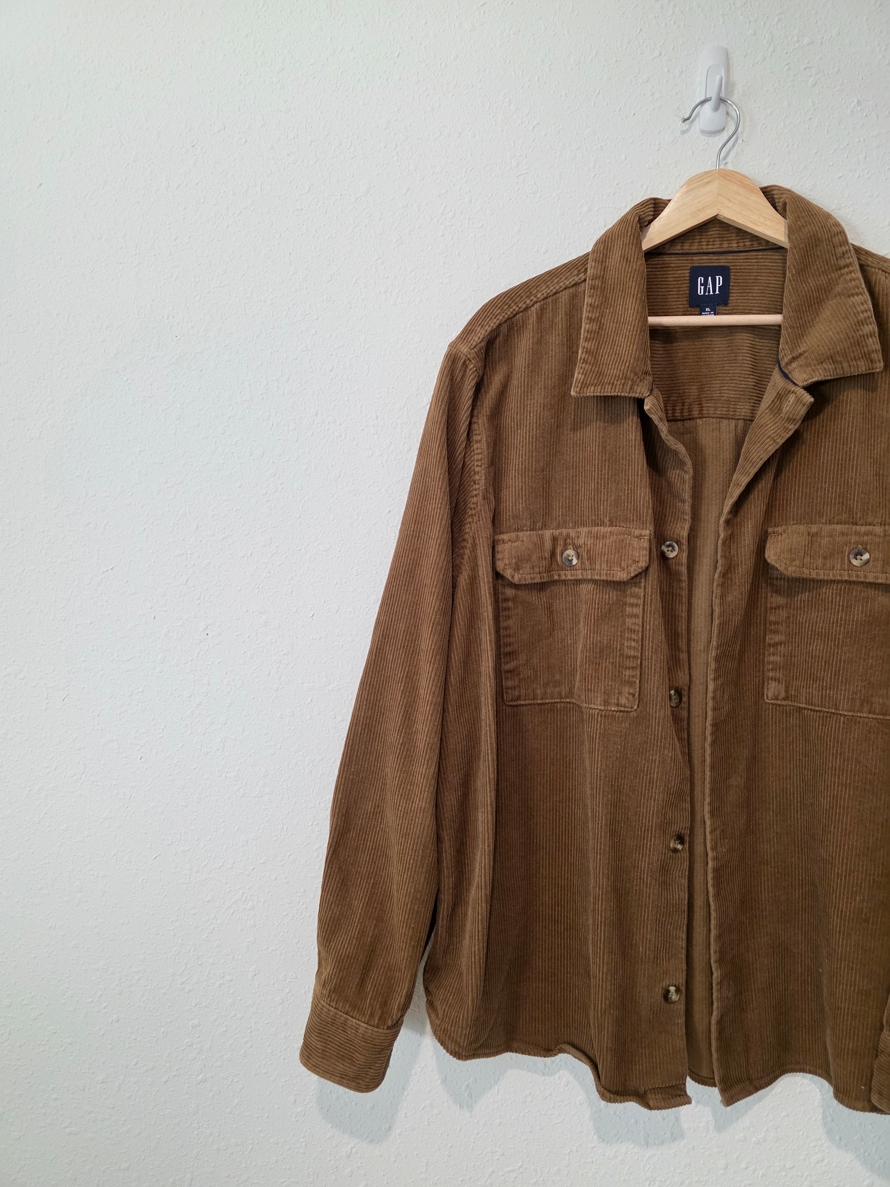 Gap Brown Cotton Cord Button Up (XL)
