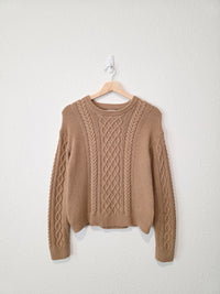 J.Crew Brown Cable Knit Cotton Sweater (M)