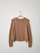 J.Crew Brown Cable Knit Cotton Sweater (M)