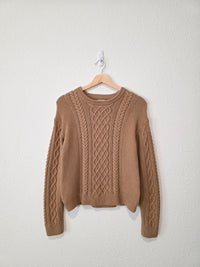 J.Crew Brown Cable Knit Cotton Sweater (M)