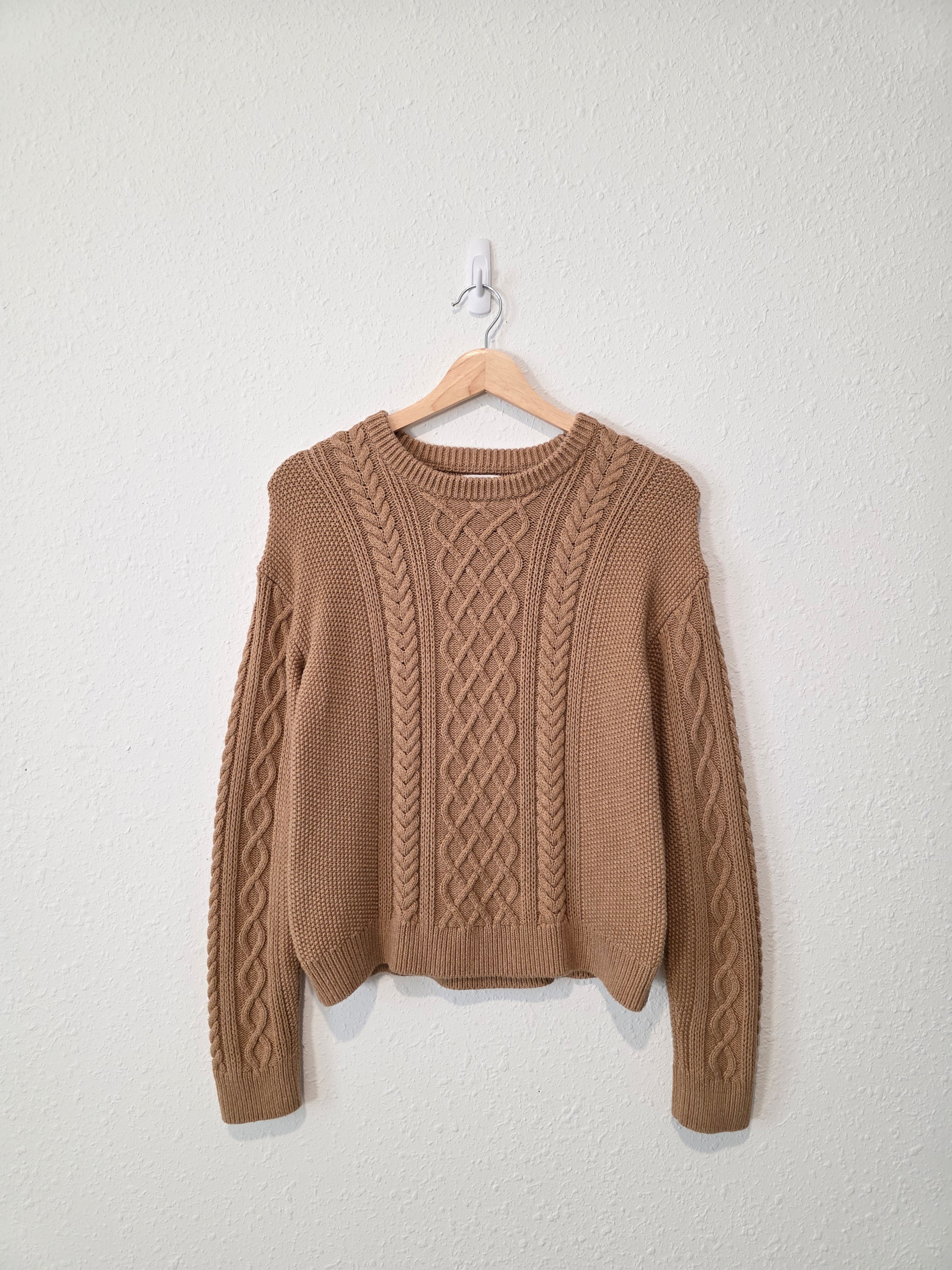 J.Crew Brown Cable Knit Cotton Sweater (M)
