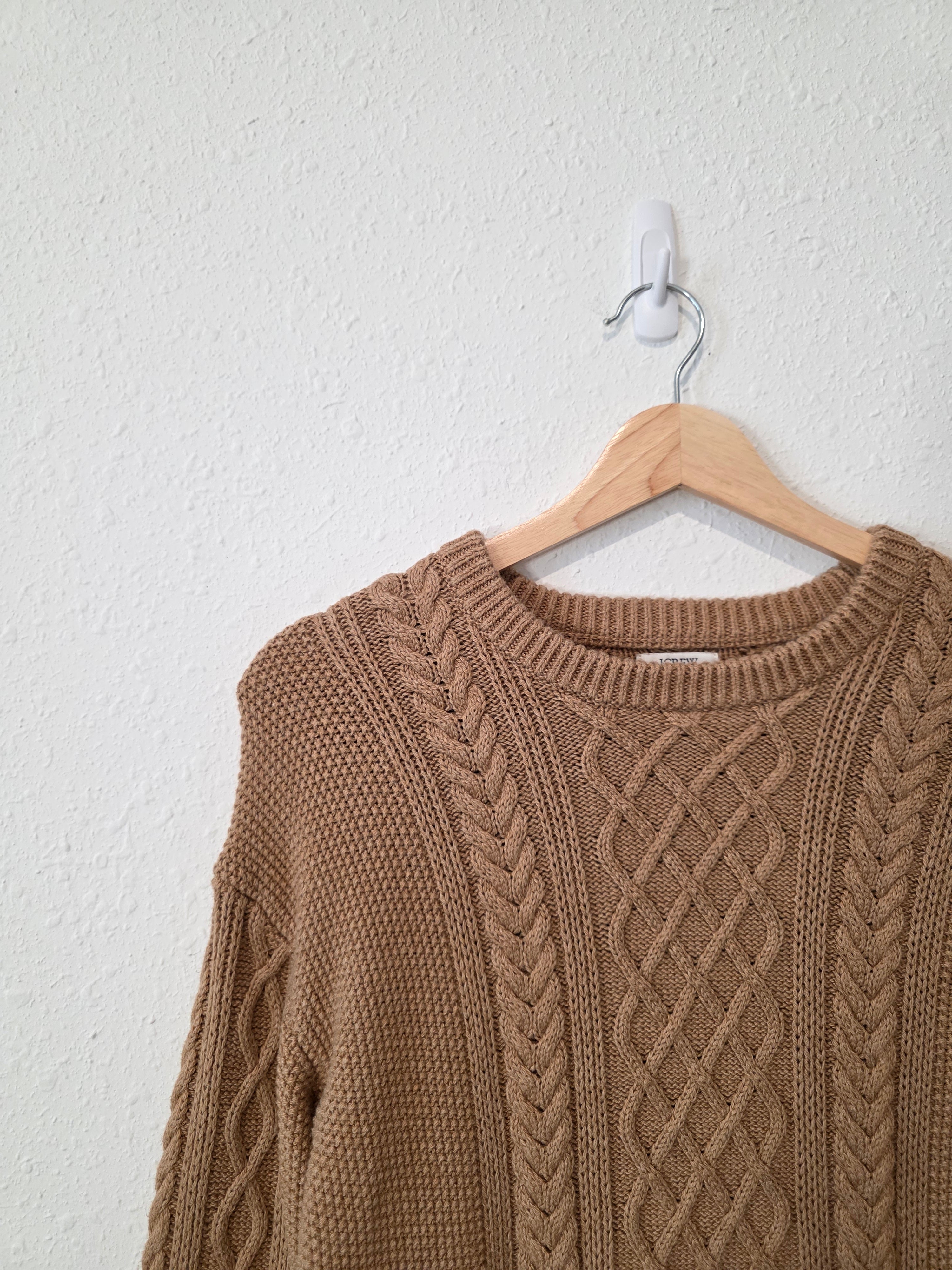 J.Crew Brown Cable Knit Cotton Sweater (M)
