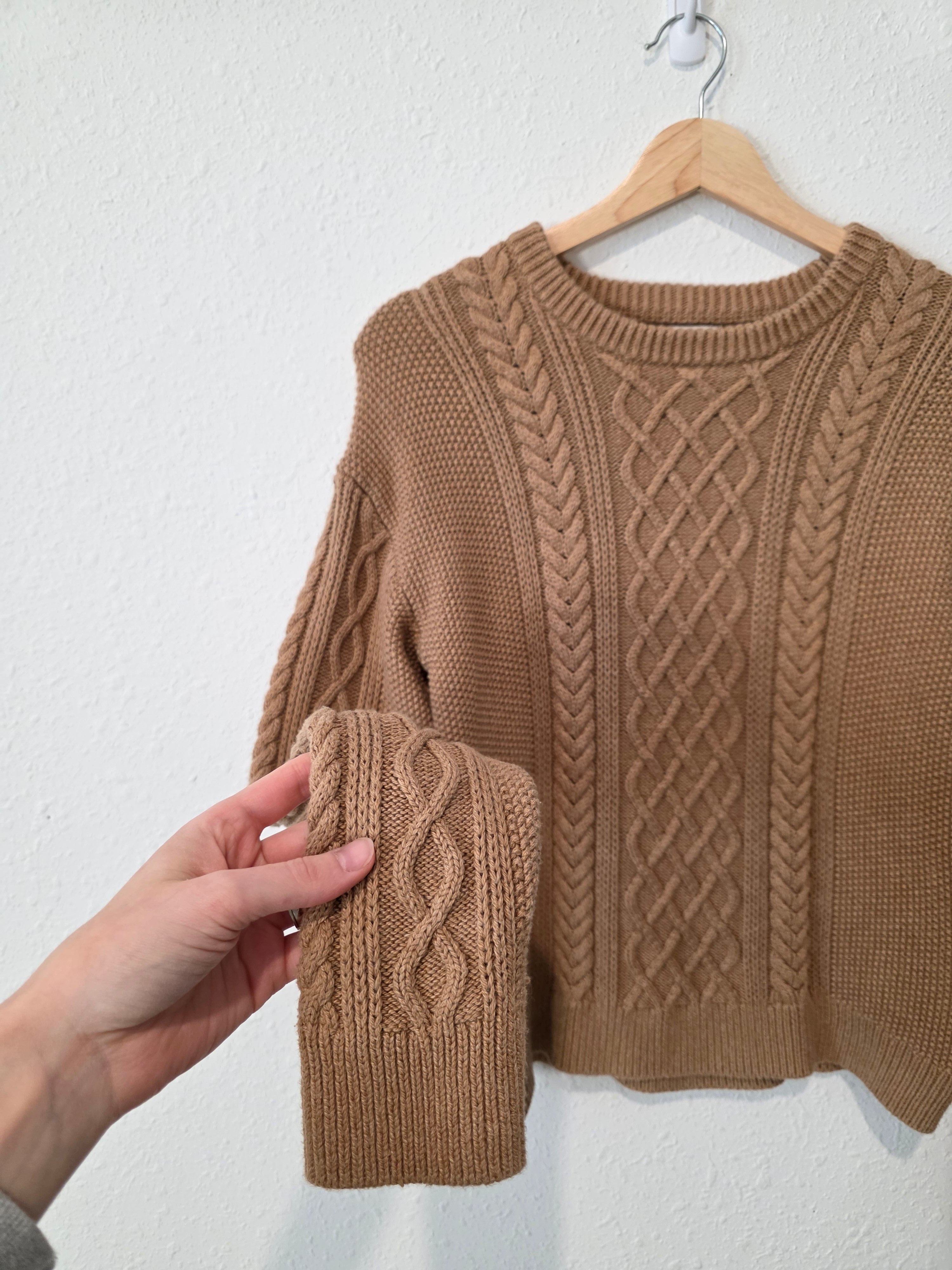 J.Crew Brown Cable Knit Cotton Sweater (M)