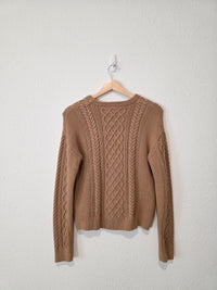 J.Crew Brown Cable Knit Cotton Sweater (M)