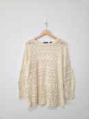 Vintage Floral Crochet Sweater (M)