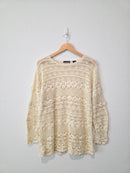 Vintage Floral Crochet Sweater (M)