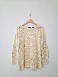 Vintage Floral Crochet Sweater (M)