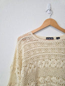 Vintage Floral Crochet Sweater (M)