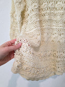 Vintage Floral Crochet Sweater (M)