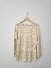 Vintage Floral Crochet Sweater (M)