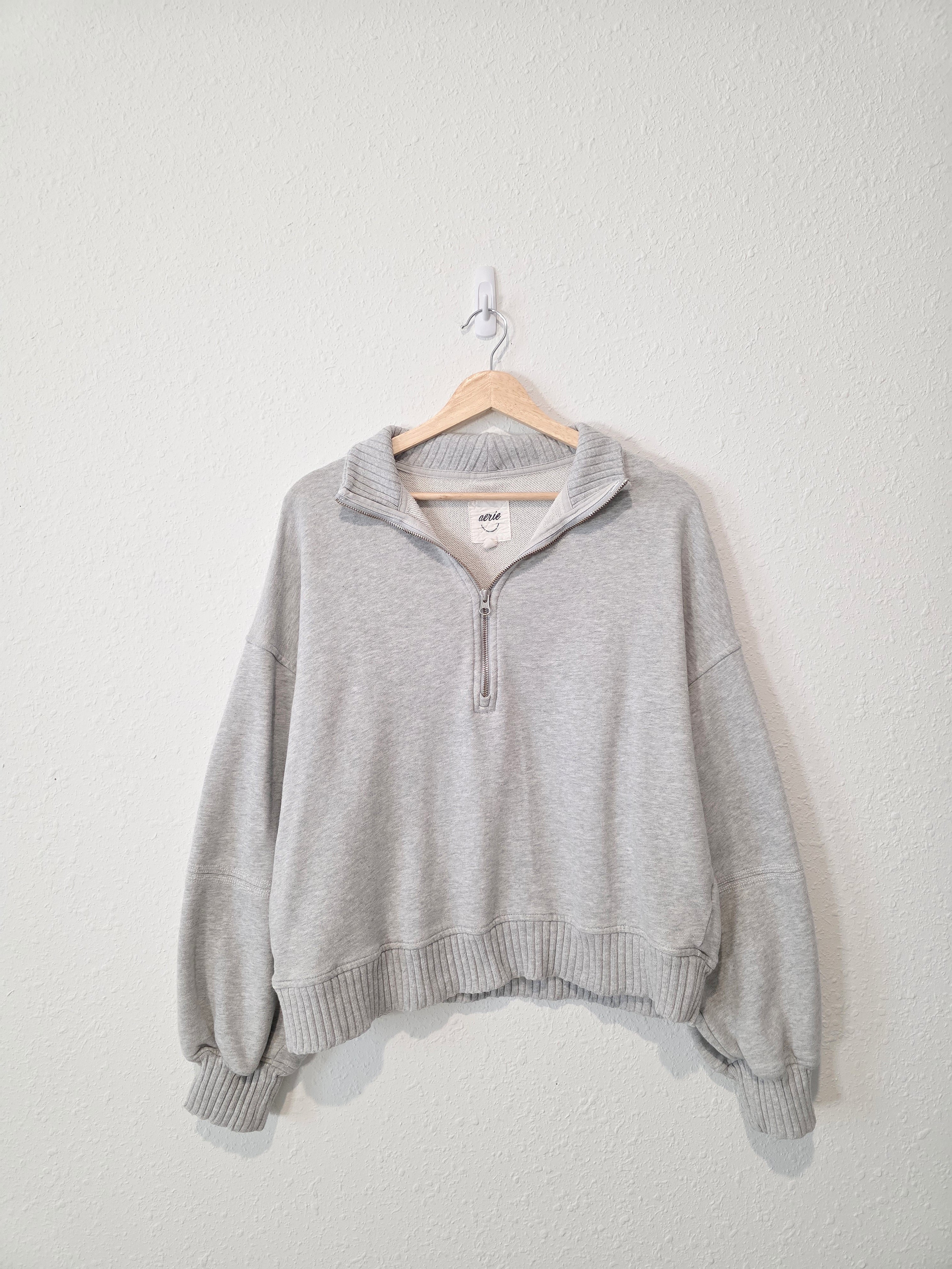 Aerie Gray Oversized Quarter Zip (M)