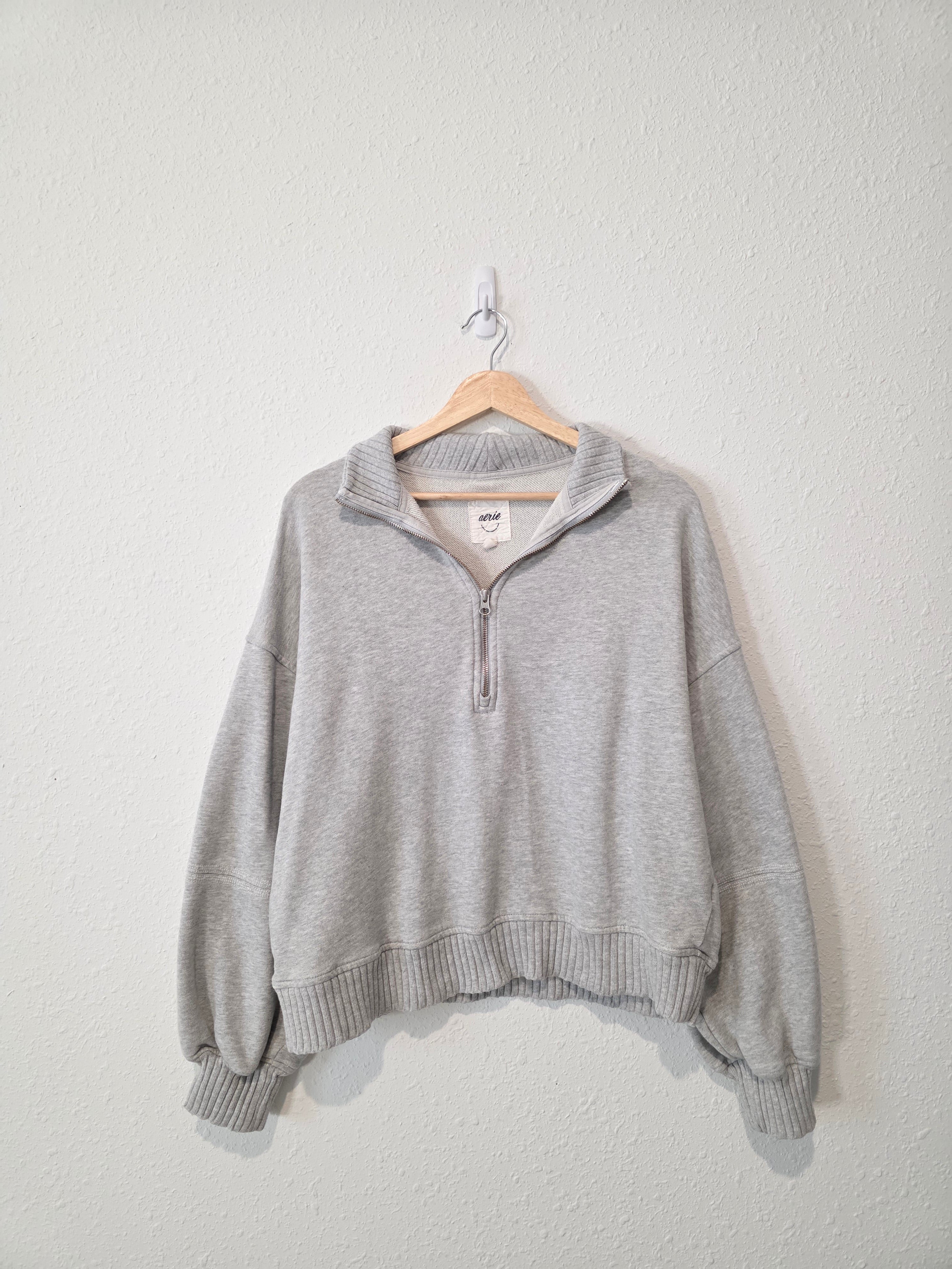 Aerie Gray Oversized Quarter Zip (M)