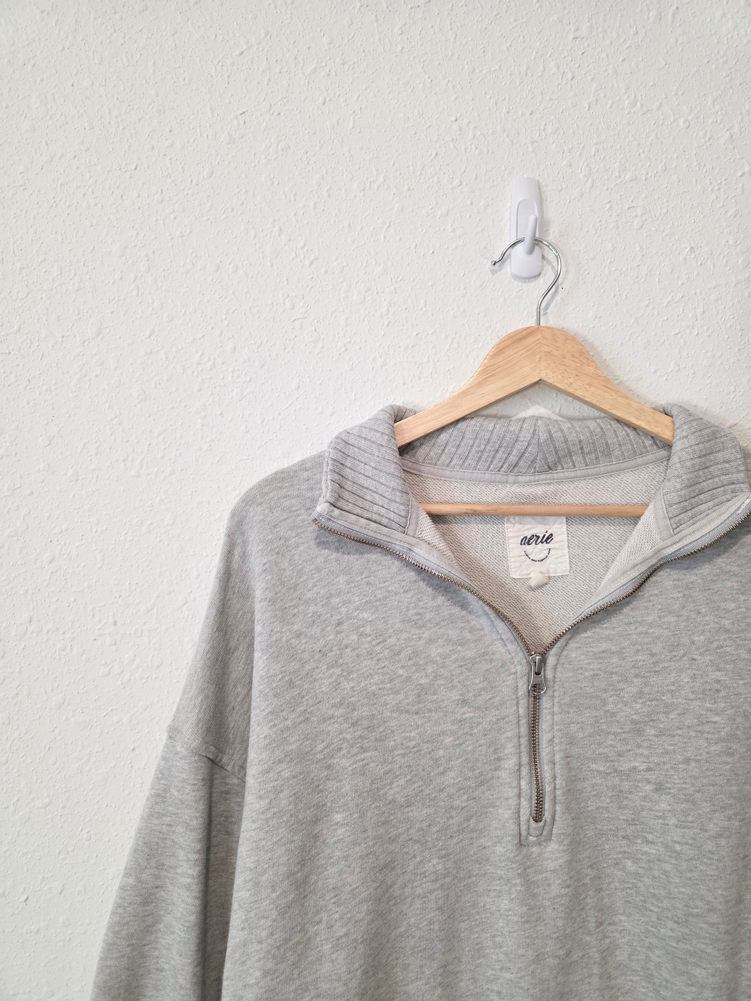 Aerie Gray Oversized Quarter Zip (M)