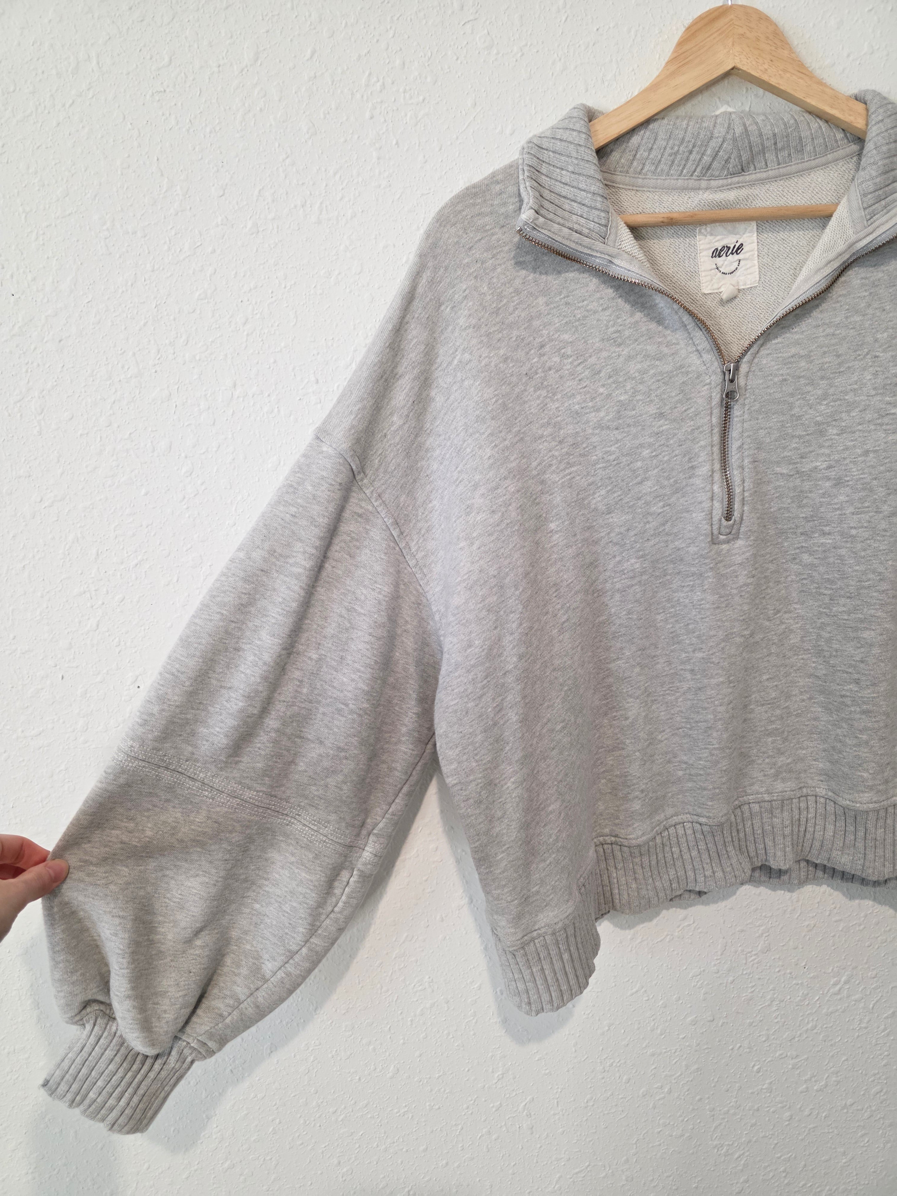 Aerie Gray Oversized Quarter Zip (M)