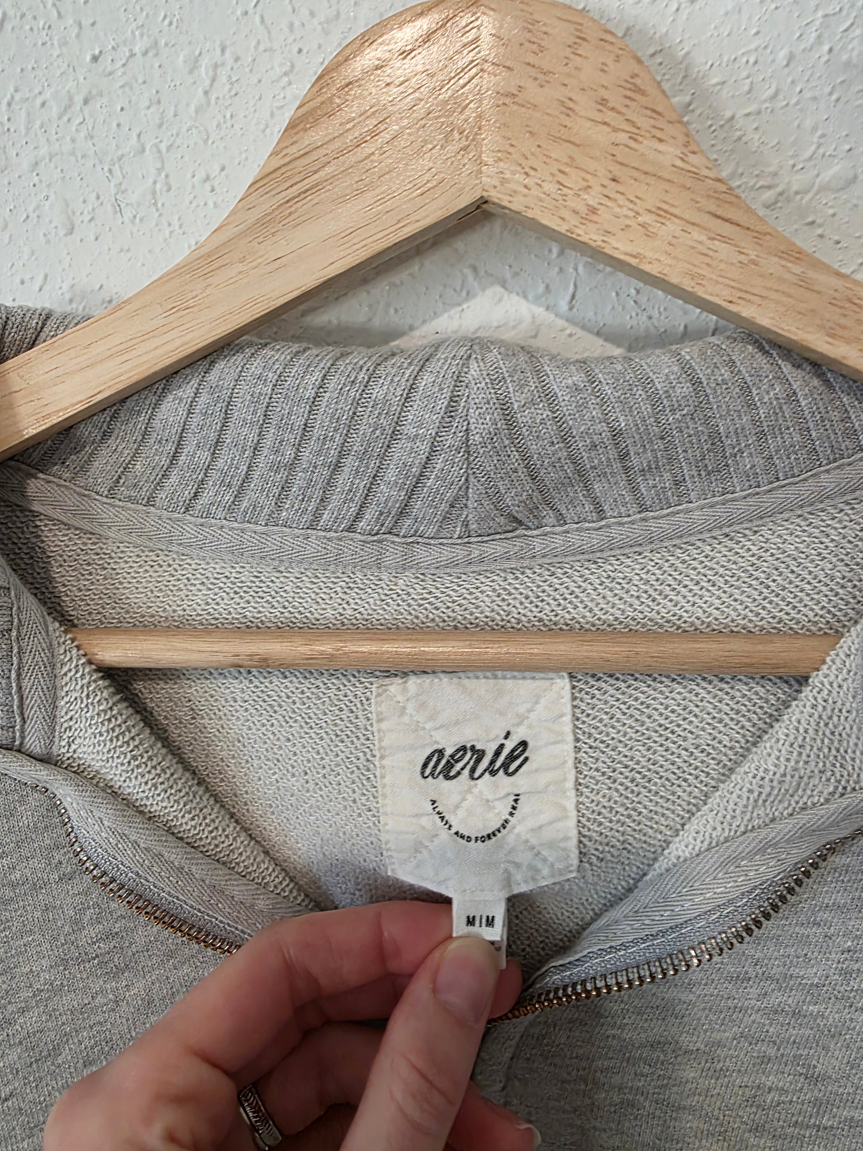 Aerie Gray Oversized Quarter Zip (M)