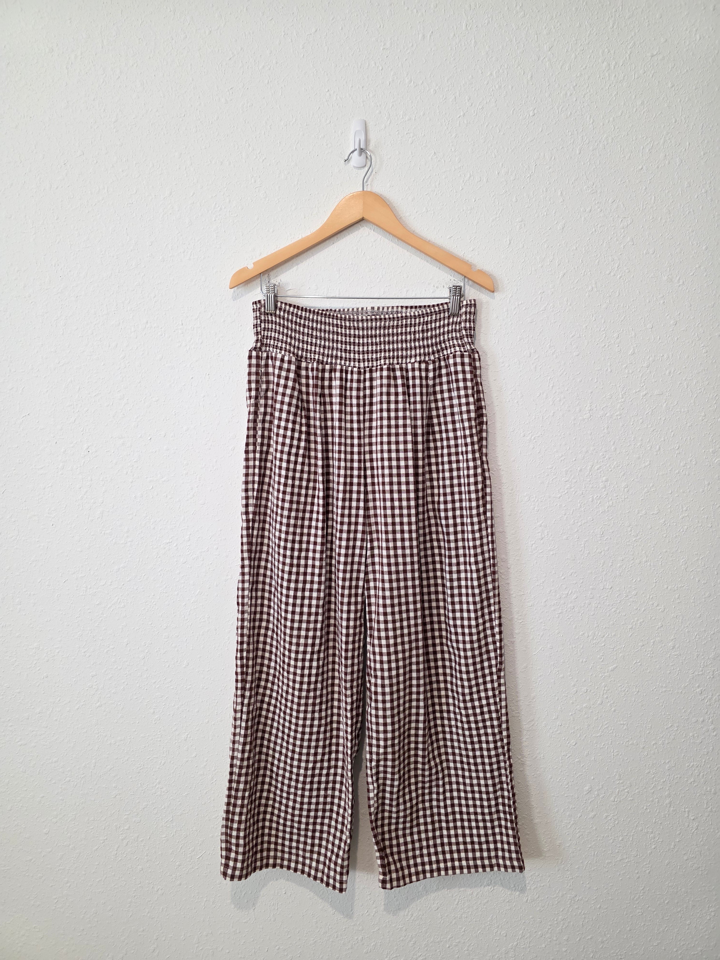 Brown Gingham Wide Leg Pants (L)