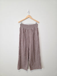 Brown Gingham Wide Leg Pants (L)