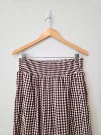 Brown Gingham Wide Leg Pants (L)