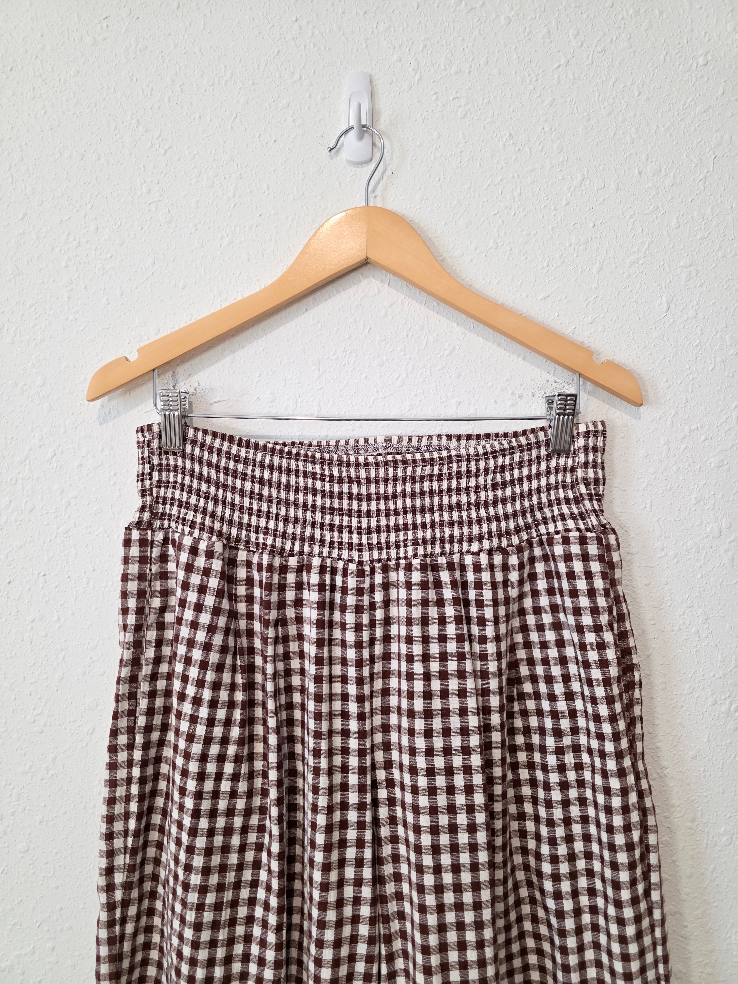 Brown Gingham Wide Leg Pants (L)