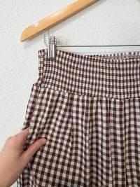Brown Gingham Wide Leg Pants (L)