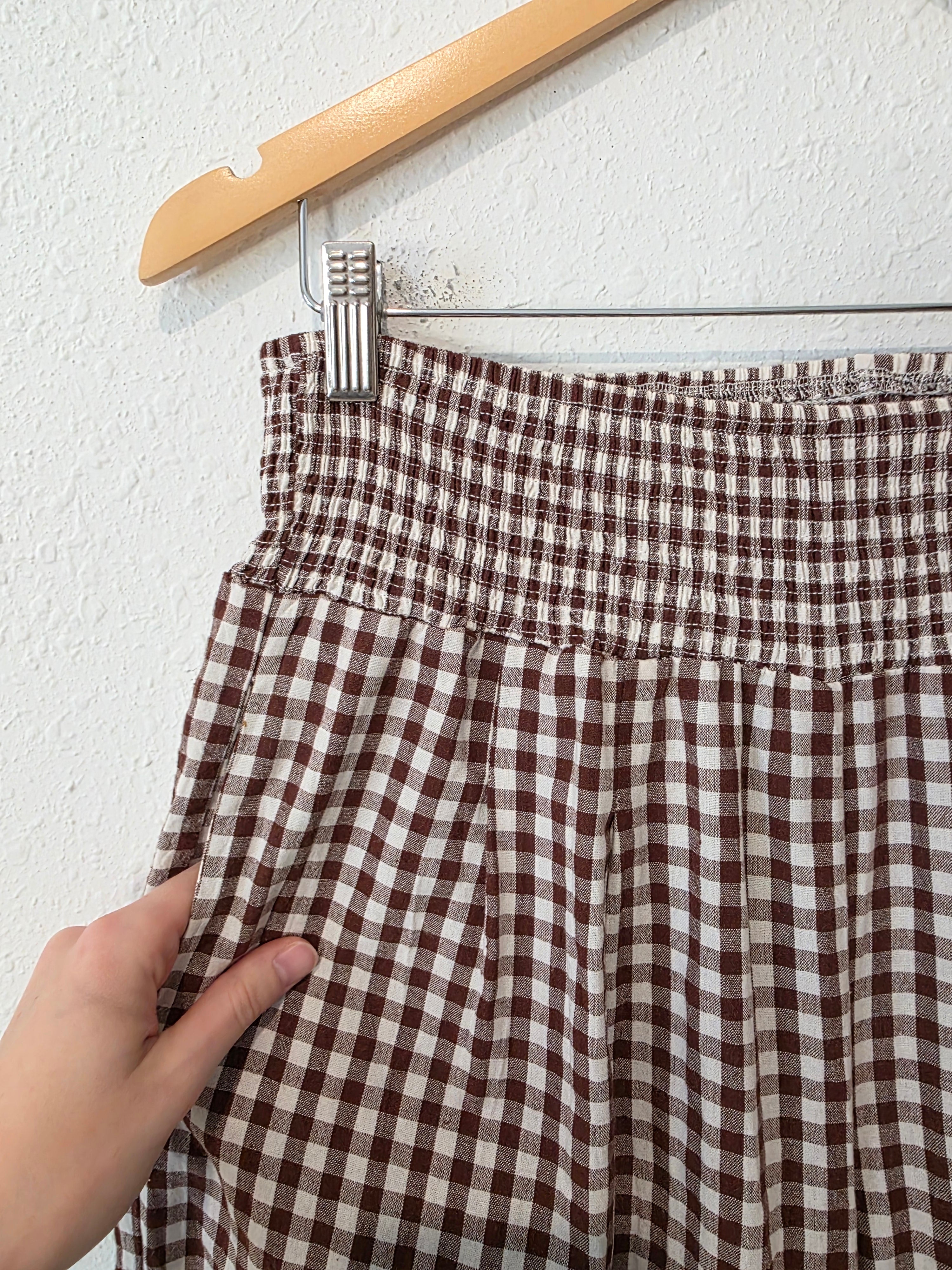 Brown Gingham Wide Leg Pants (L)