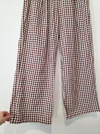 Brown Gingham Wide Leg Pants (L)
