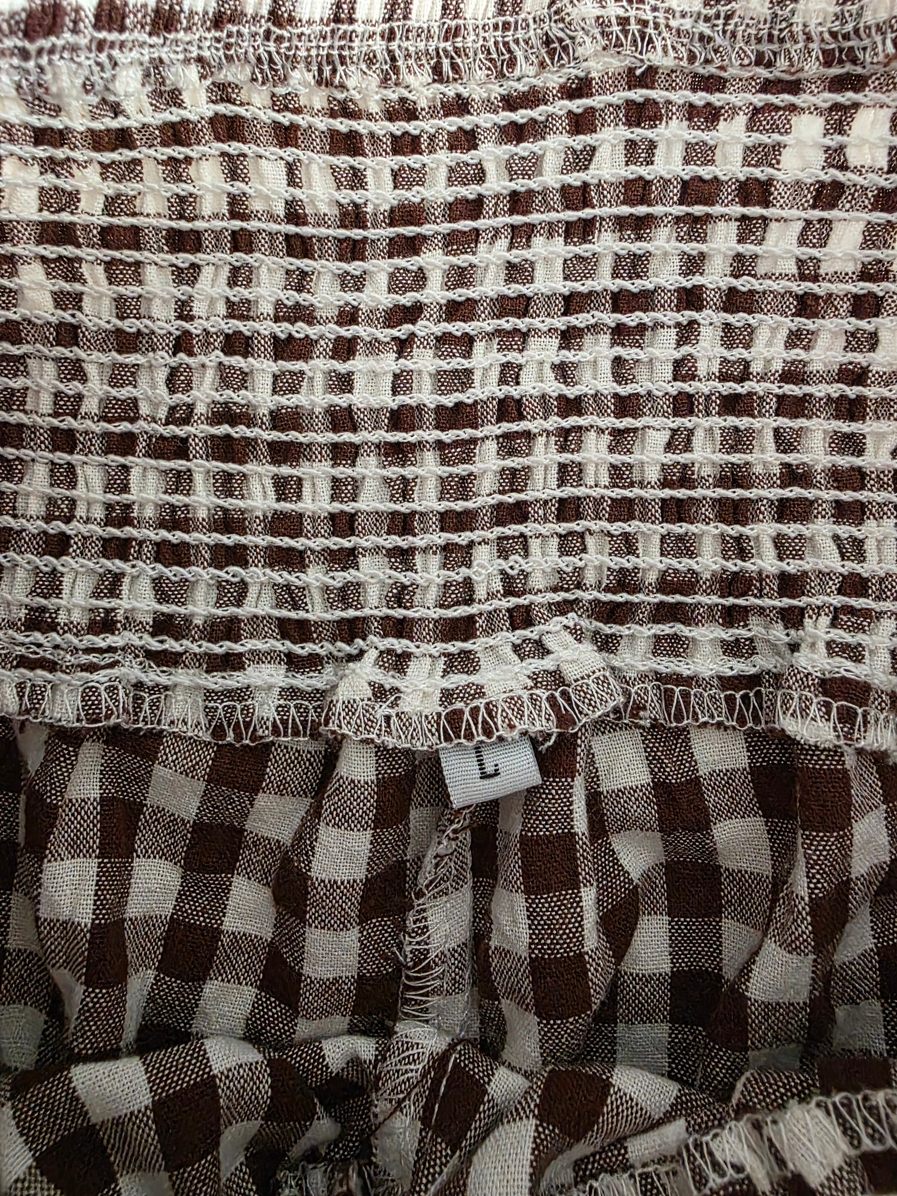 Brown Gingham Wide Leg Pants (L)