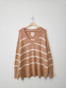Aerie Cozy Striped V Neck Sweater (M)